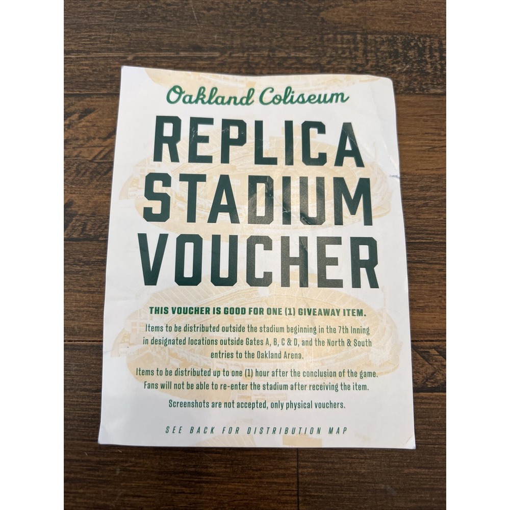 Voucher For Oakland Athletics A's 2024 Final Game Coliseum Stadium SGA 9/26/24